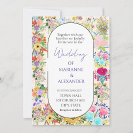 Invitación Boda de flores silvestres acuarela romántica