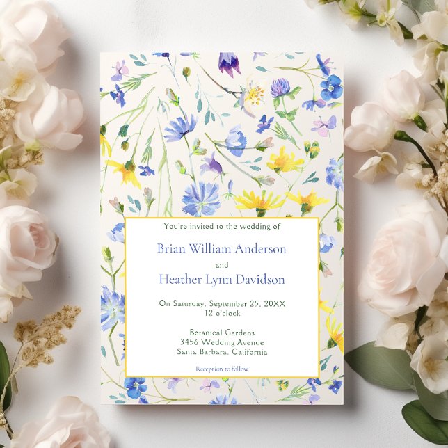 Invitación Boda de flores silvestres acuarelas (Watercolor Wildflowers Wedding Invitation)