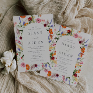 Invitación Boda de flores silvestres acuarelas