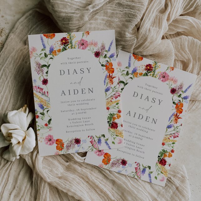 Invitación Boda de flores silvestres acuarelas (Subido por el creador)