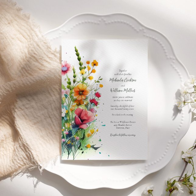 Invitación Boda de flores silvestres acuarelas (Subido por el creador)