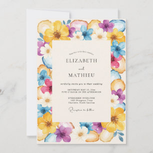 Invitación Boda de flores silvestres amarillas brillantes