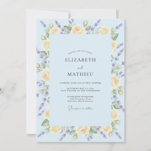 Invitación Boda de flores silvestres amarillas del cielo (Anverso)