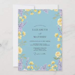Invitación Boda de flores silvestres amarillas del cielo trop