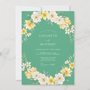 Invitación Boda de flores silvestres amarillas espuma de mar