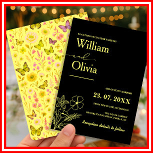 Invitación Boda de flores silvestres amarillas mantequilla