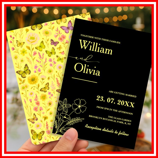 Invitación Boda de flores silvestres amarillas mantequilla (Subido por el creador)