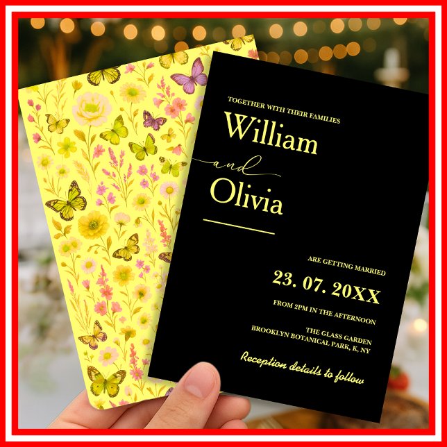 Invitación Boda de flores silvestres amarillas mantequilla (Subido por el creador)