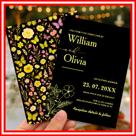 Invitación Boda de flores silvestres amarillas mantequilla