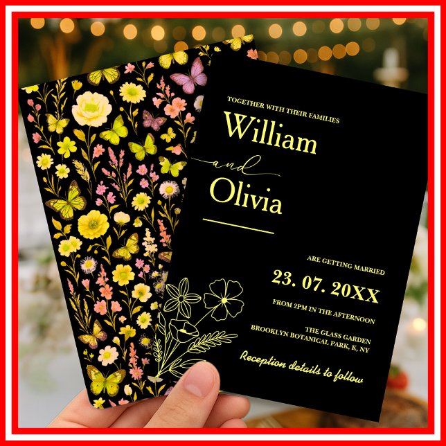 Invitación Boda de flores silvestres amarillas mantequilla (Subido por el creador)
