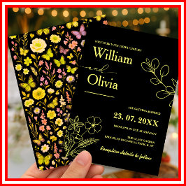 Invitación Boda de flores silvestres amarillas mantequilla