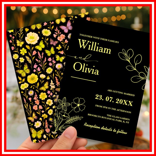 Invitación Boda de flores silvestres amarillas mantequilla (Subido por el creador)
