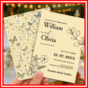 Invitación Boda de flores silvestres amarillas mantequilla