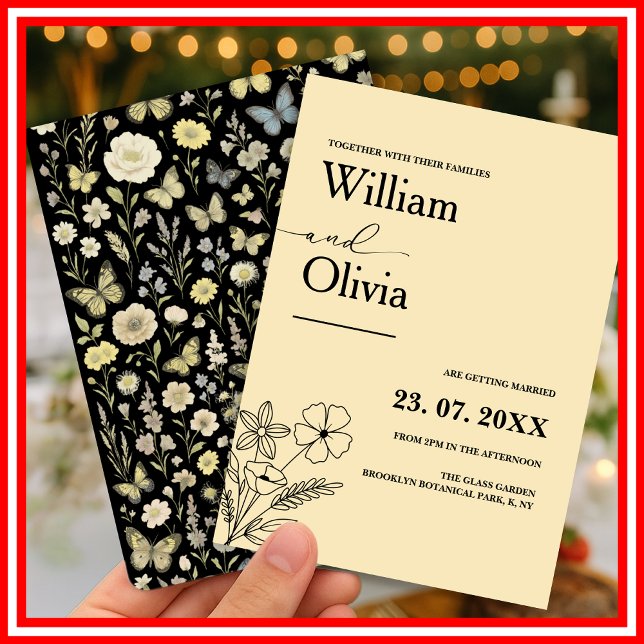Invitación Boda de flores silvestres amarillas mantequilla (Subido por el creador)