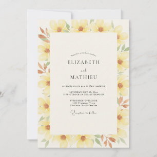 Invitación Boda de flores silvestres amarillas mantequilla do