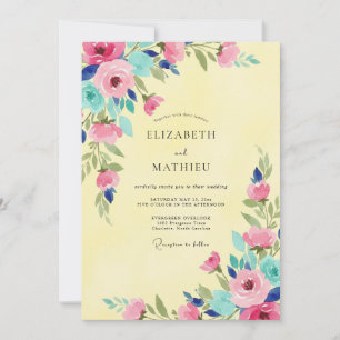 Invitación Boda de flores silvestres amarillas mantequilla ro