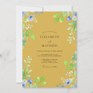 Invitación Boda de flores silvestres amarillas mostaza coster