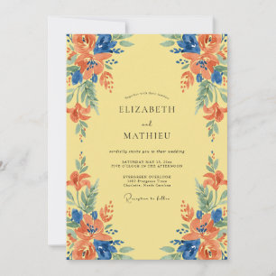 Invitación Boda de flores silvestres amarillas y azules