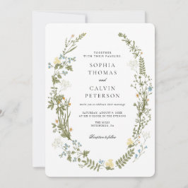 Invitación Boda de flores silvestres amarillas y azules