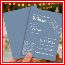 Invitación Boda de flores silvestres azul polvoriento