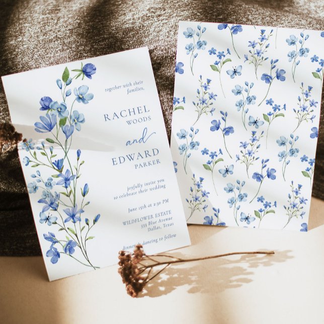Invitación Boda de flores silvestres azul turquesa (Subido por el creador)