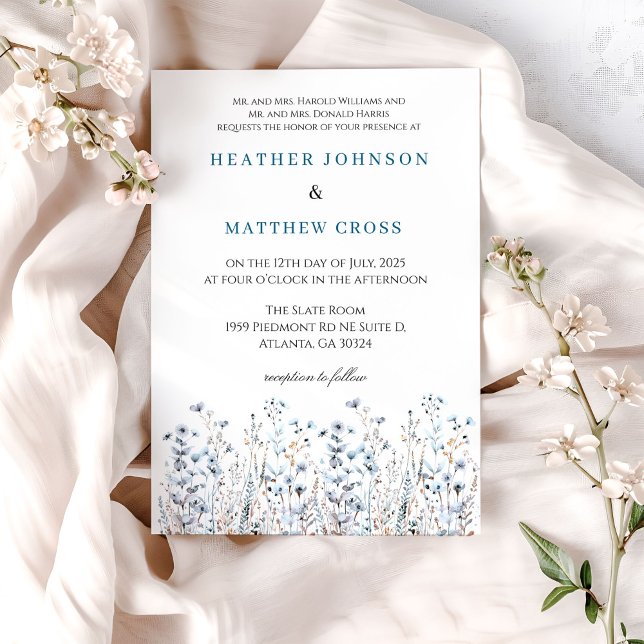 Invitación Boda de flores silvestres azules (Subido por el creador)