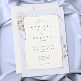 Invitación Boda de flores silvestres azules polvorientas rúst