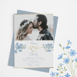 Invitación Boda de flores silvestres azules polvorientos 