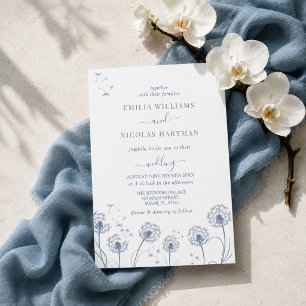 Invitación Boda de flores silvestres azules y blancos