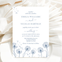 Invitación Boda de flores silvestres azules y blancos