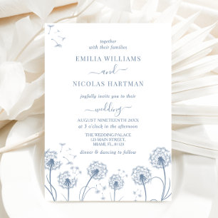Invitación Boda de flores silvestres azules y blancos
