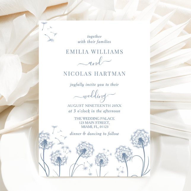 Invitación Boda de flores silvestres azules y blancos (Subido por el creador)
