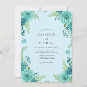 Invitación Boda de flores silvestres bajo el cielo turquesa