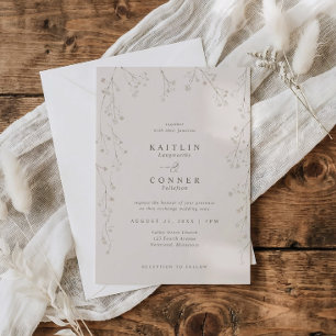 Invitación Boda de flores silvestres beige Vintage Baby's Bre