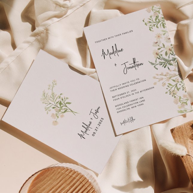 Invitación Boda de Flores Silvestres Blancas de la Moda Boho (Subido por el creador)