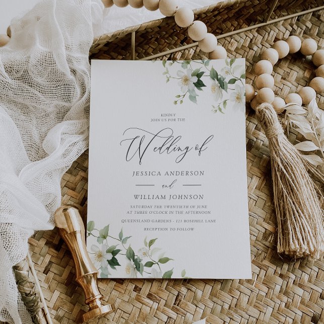 Invitación Boda de flores silvestres blancas elegantes (Subido por el creador)