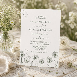 Invitación Boda de flores silvestres blancas y verdes