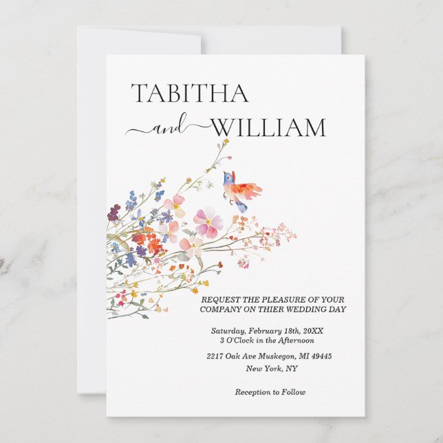 Invitación Boda de flores silvestres boho (Anverso)