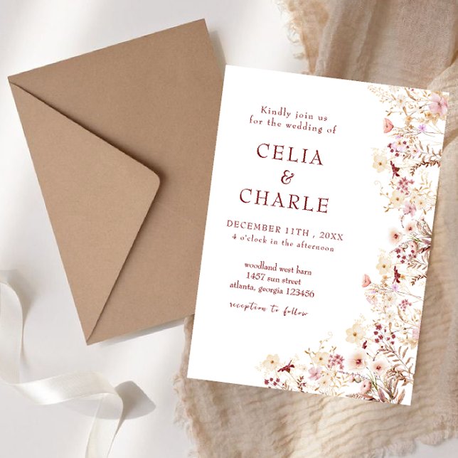 Invitación Boda de flores silvestres boho (Subido por el creador)