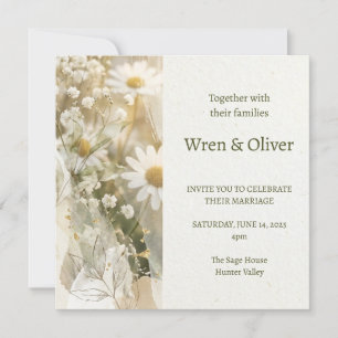 Invitación Boda de flores silvestres Boho Daisy Gypsophila