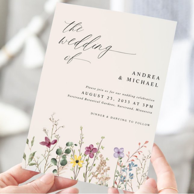 Invitación Boda de flores silvestres Boho Elegant Cream (Subido por el creador)