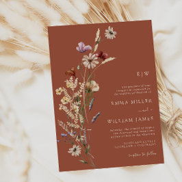 Invitación Boda de flores silvestres boho terracota
