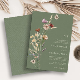 Invitación Boda de flores silvestres boho verdes