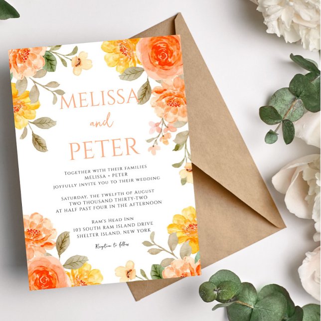 Invitación Boda de flores silvestres brillantes de moda moder (Subido por el creador)