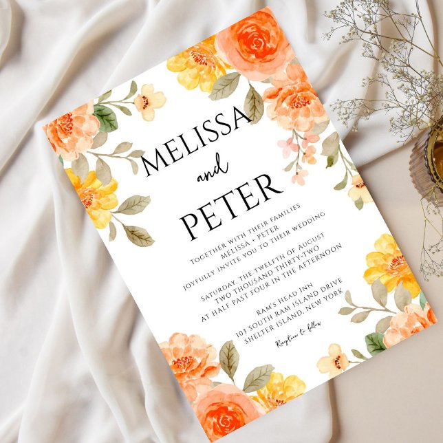 Invitación Boda de flores silvestres brillantes de moda moder (Subido por el creador)