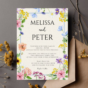 Invitación Boda de flores silvestres brillantes de moda moder