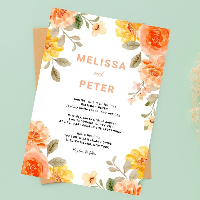 Invitación Boda de flores silvestres brillantes de moda moder (Subido por el creador)