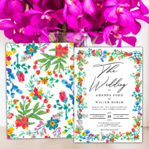 Invitación Boda de flores silvestres brillantes de moda moder