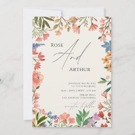Invitación Boda de flores silvestres caprichosa minimalista