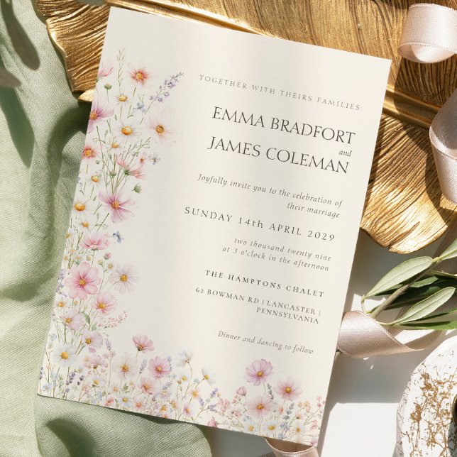 Invitación Boda de flores silvestres caprichosas bohemias (Subido por el creador)